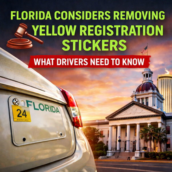 Florida Lawmakers Consider Removing Yellow Registration Stickers; RHINO Lawyers Explains What It Could Mean for Drivers